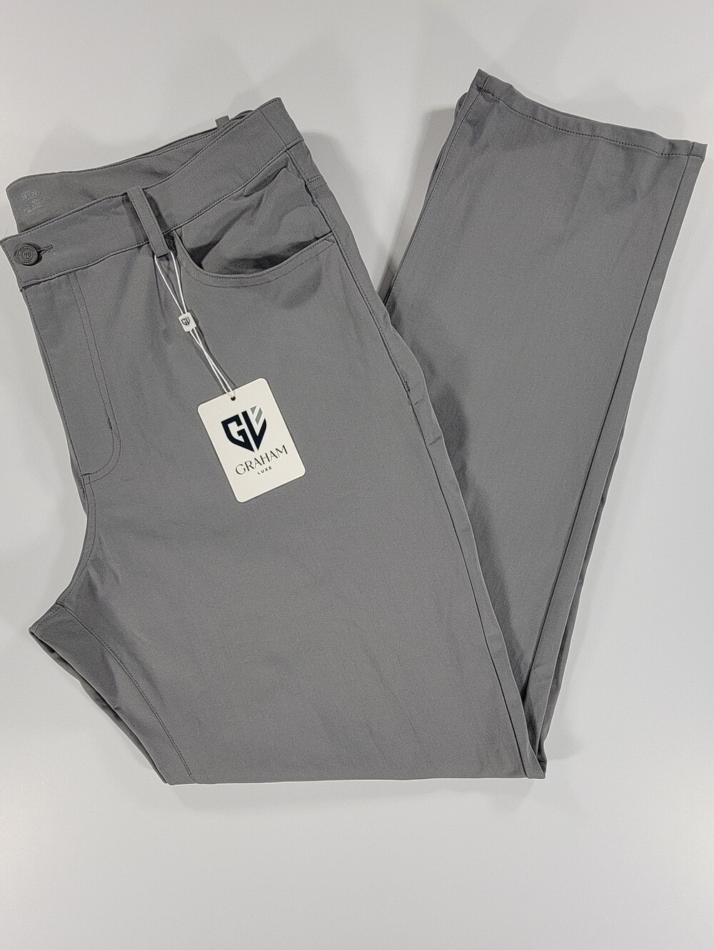 NWT Graham Luxe Emerson Performance Golf Pants Gray Mens 36x30 Stretch NEW